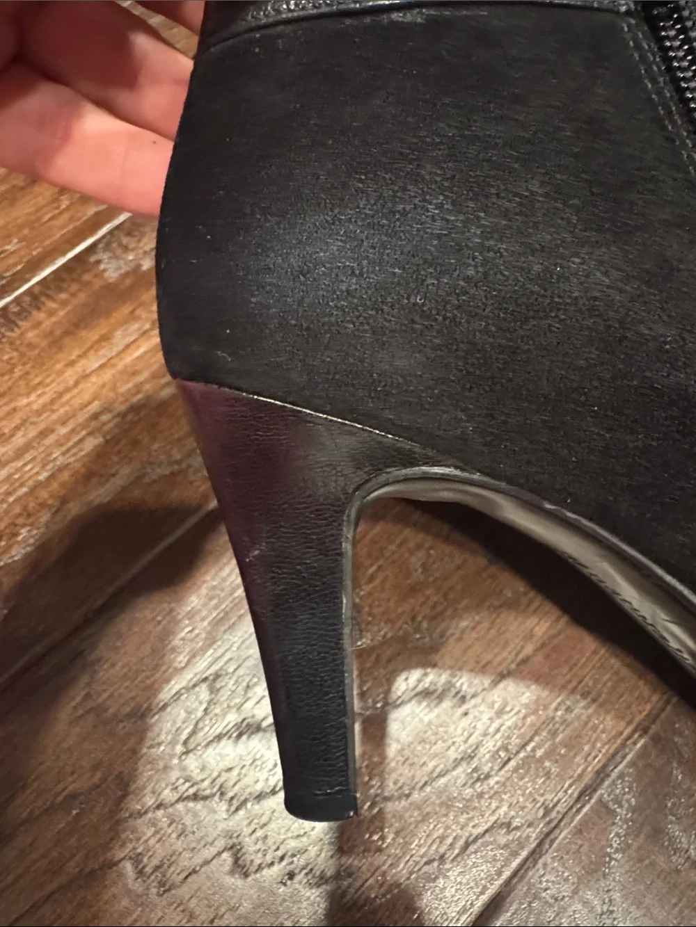 Naturalizer Black Leather & Suede Ankle Booties with Buckle